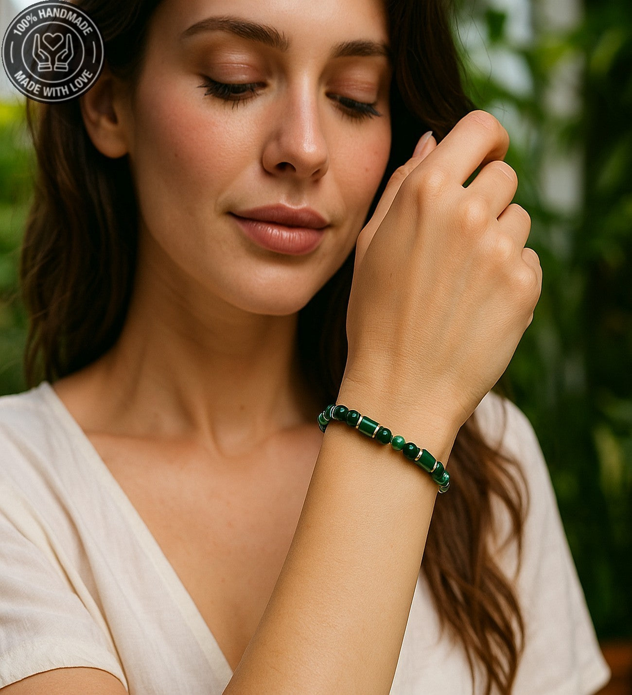 Denge, Nazar Koruması Ve Pozitif Enerji İçin Yeşil Akik Kadın Bileklik Seti