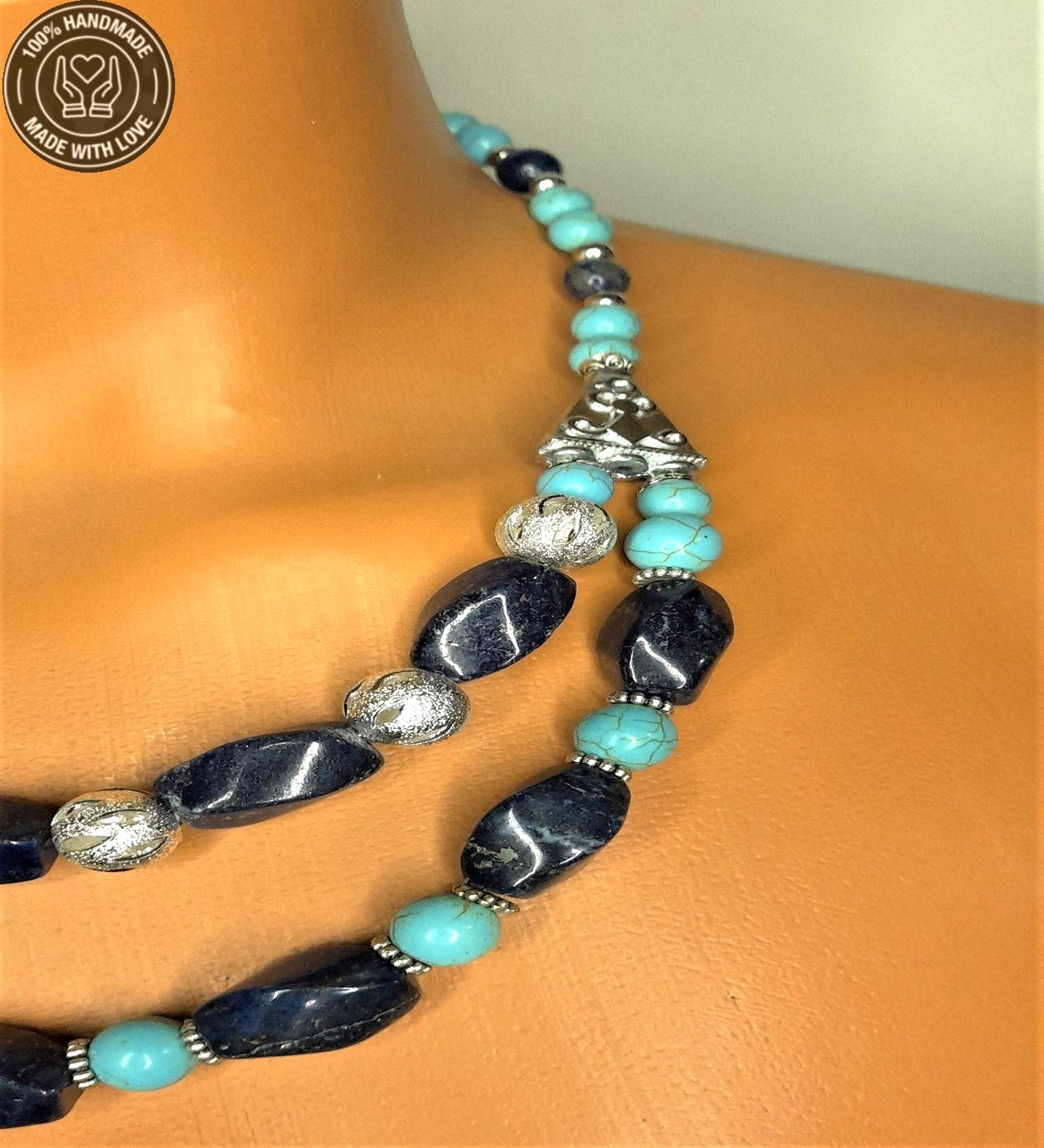 Lapis Turkuaz Iki Sıralı Bilgelik Ve Huzur Başarı Kolyesi