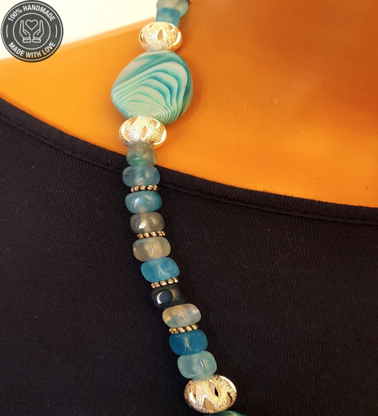 Mavi Akik Stres Azaltma, Nazar Koruması Ve Zihinsel Berraklık Için Uzun Kolye