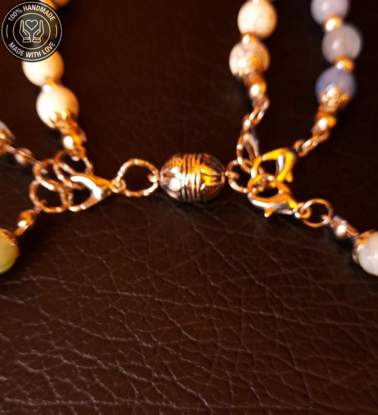 Havlit Kuvars Akik 3 Sıralı Ayrılabilen Stres Azaltma Ve Nazar Koruması Premium Kolye