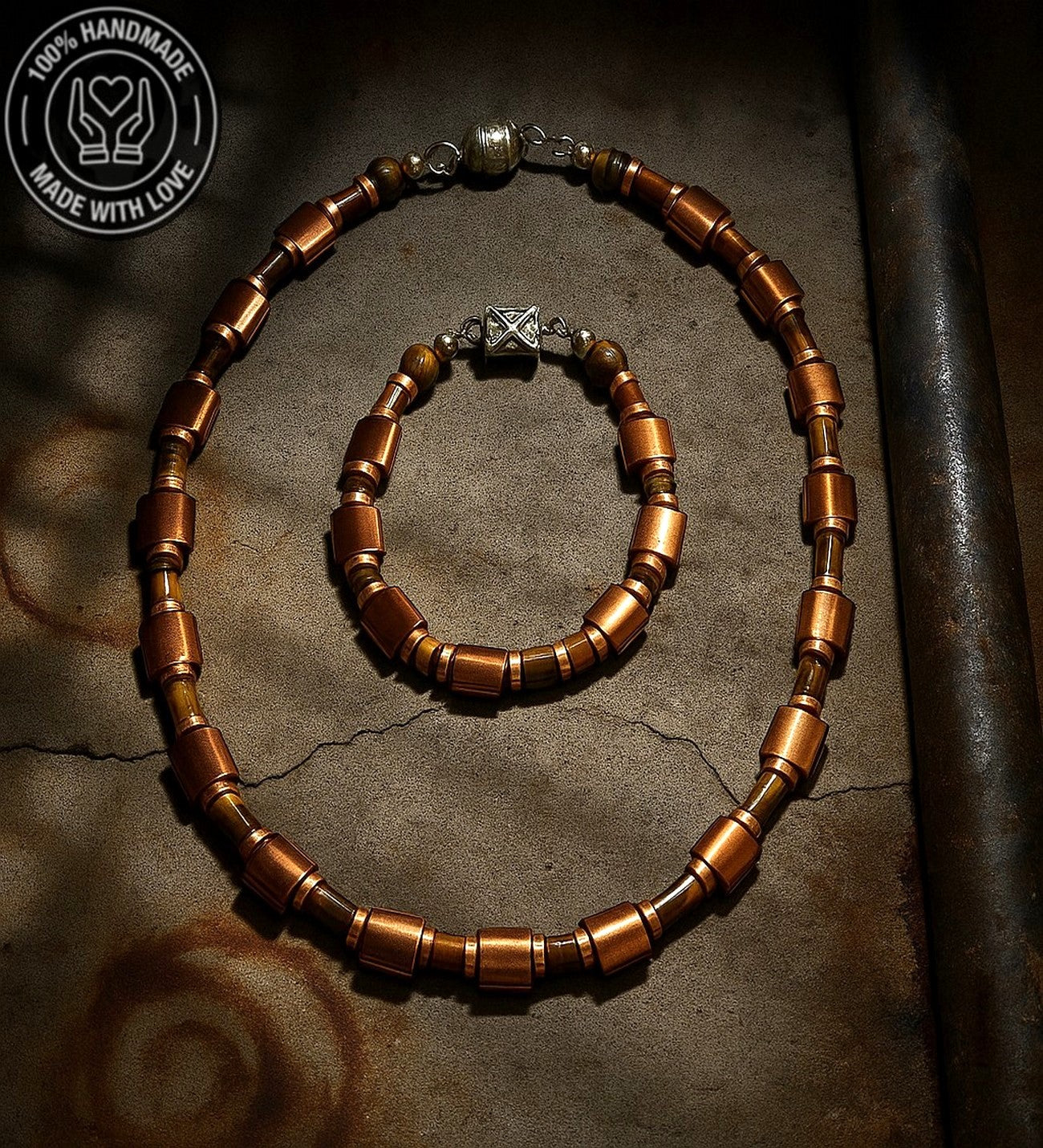 Hematit Kaplan Gözü Özgüven , Güç Ve Cesaret Kolye Bileklik Seti