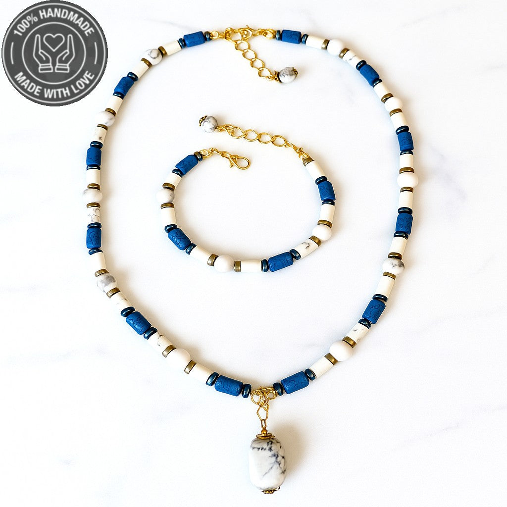 Lav Taşı Havlit Güç, Cesaret Ve İletişim Kolye Bileklik Seti