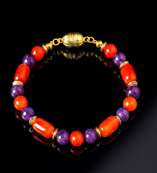 Orange Purple Agate Bracelet for Self-Confidence and Motivation
