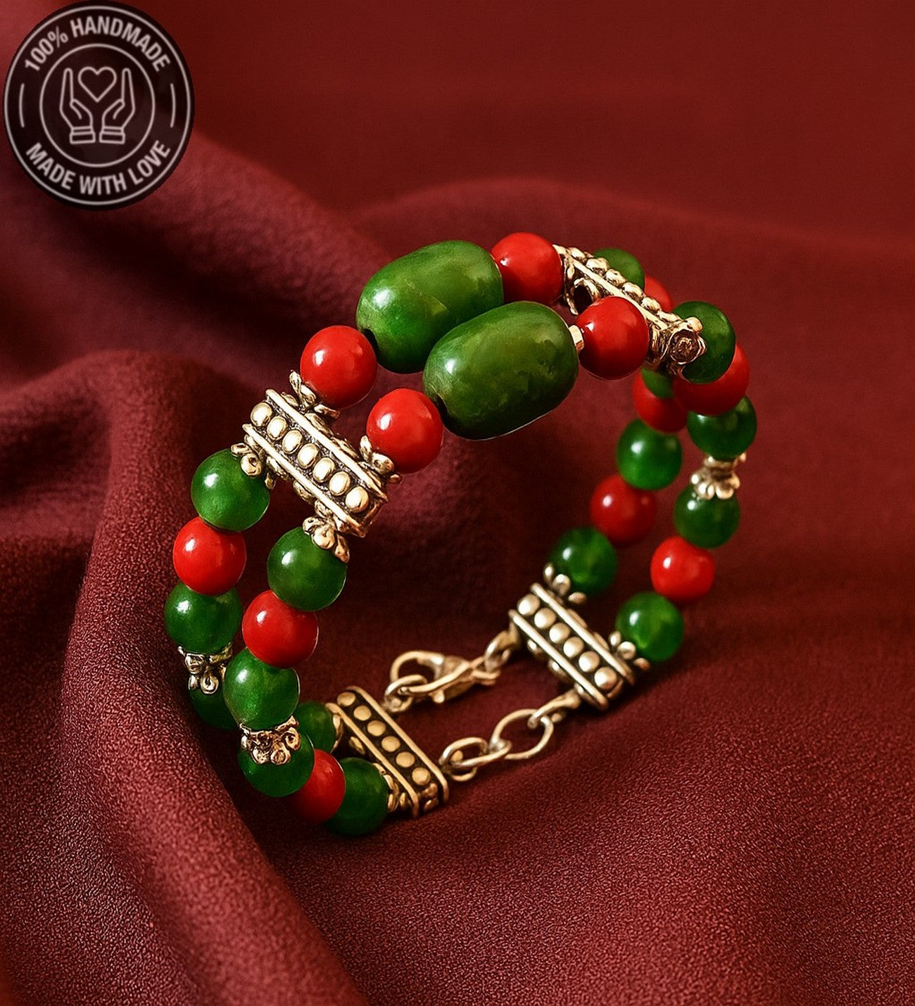 2 Sıralı Akik Mercan Nazara Karşı Etkili Denge Ve Enerji Veren Bileklik