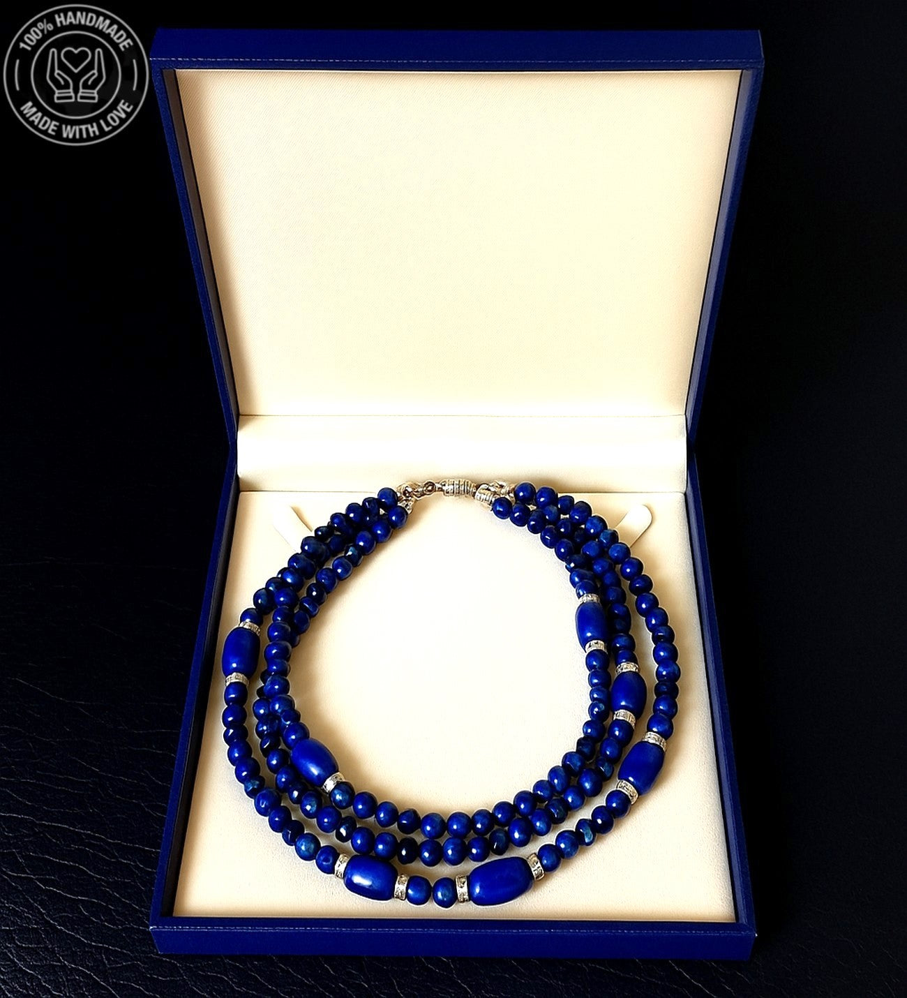 Lapis Jasper 3 Sıralı Güç Ve Nazardan Korunma Kolyesi