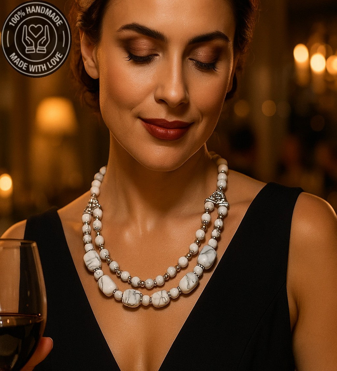 Havlit Iki Sıralı Pozitif Enerji Sakinlik Ve Denge Kolyesi