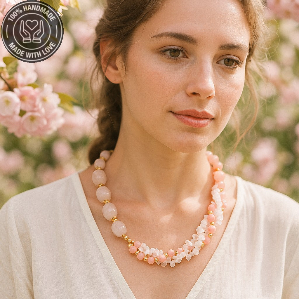 Pembe Kuvars 3 Sıralı Koşulsuz Sevgi Ve Huzur Kolyesi