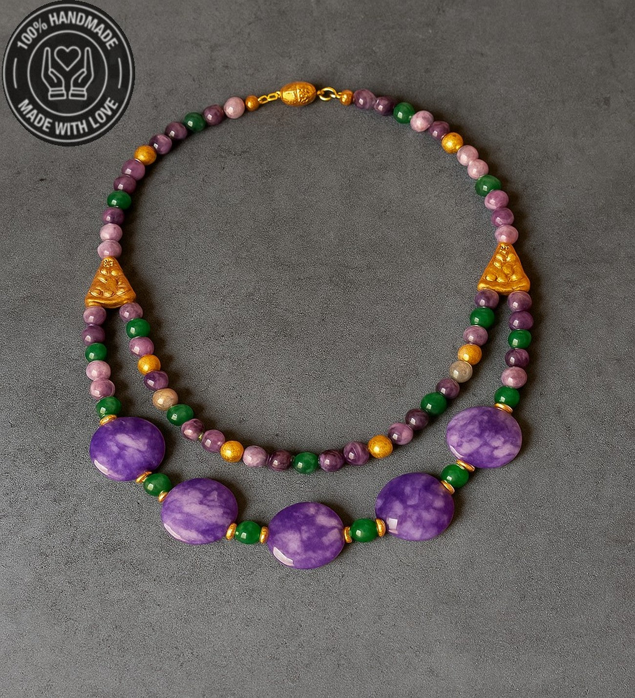 Ametist Akik Ceyt 2 Sıralı Şans Huzur Ve Denge Kolyesi