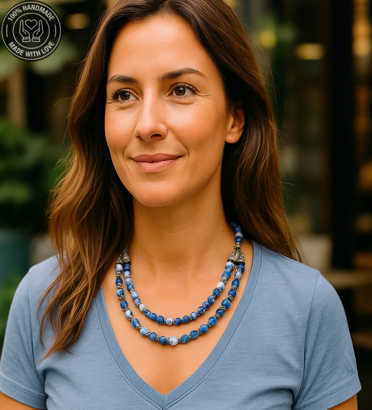 Kalsedeon Akik Kuvars Nazardan Koruyan Kolye