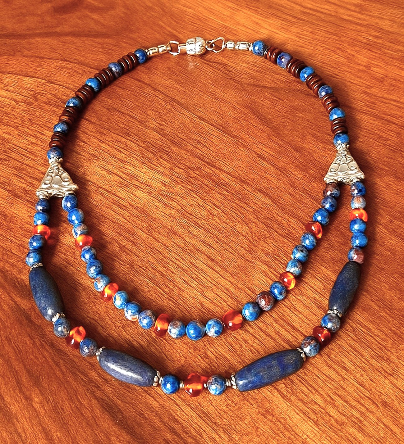 Lapis Kehribar Jasper 2 Sıralı Şans Ve Ruhsal Aydınlanma Kolyesi