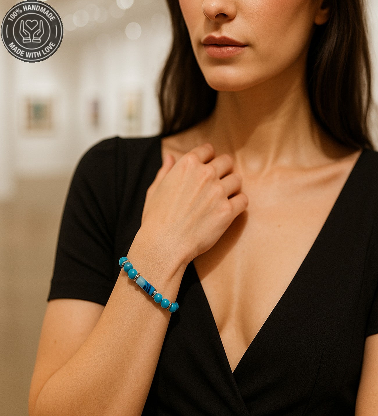 Huzur, İletişim Ve Nazar Koruması İçin Mavi Akik Unisex Bileklik