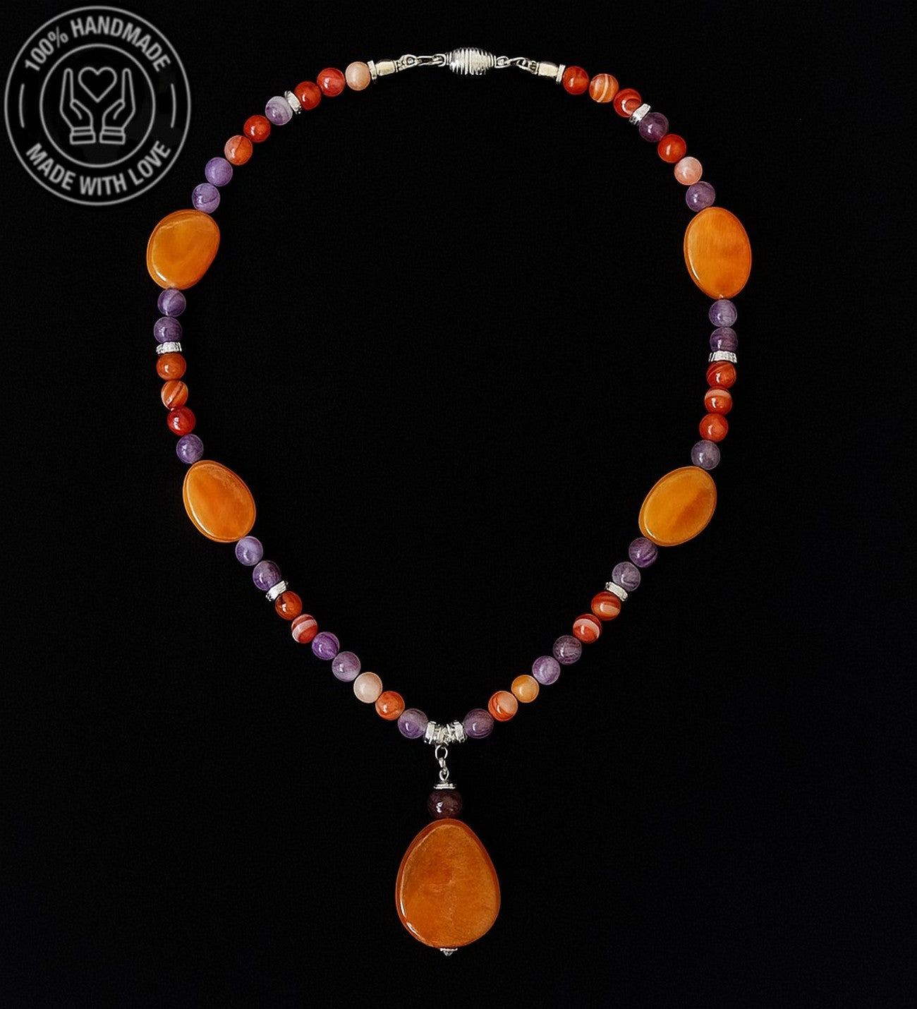 Premium Serisi Akik Ametist Nazar Korumas Pozitif Enerji Veren Uzun Kolye