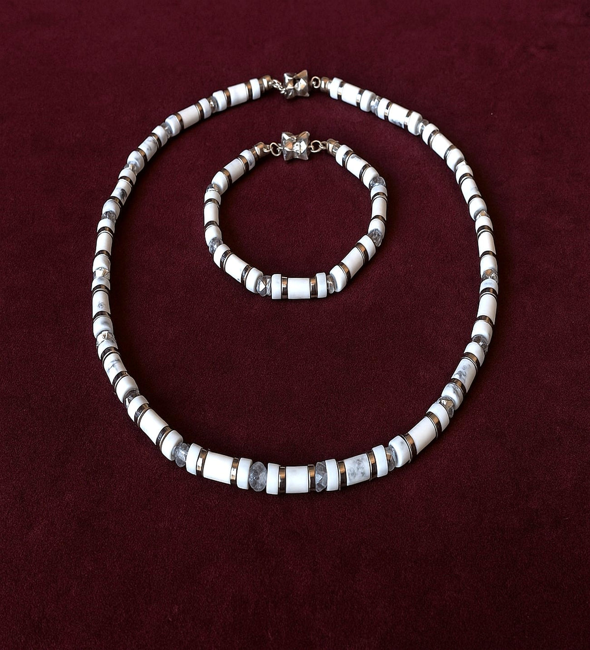 Howlite Natural Stone Necklace & Bracelet Set – Peace and Calm