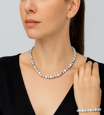 Howlite Natural Stone Necklace & Bracelet Set – Peace and Calm