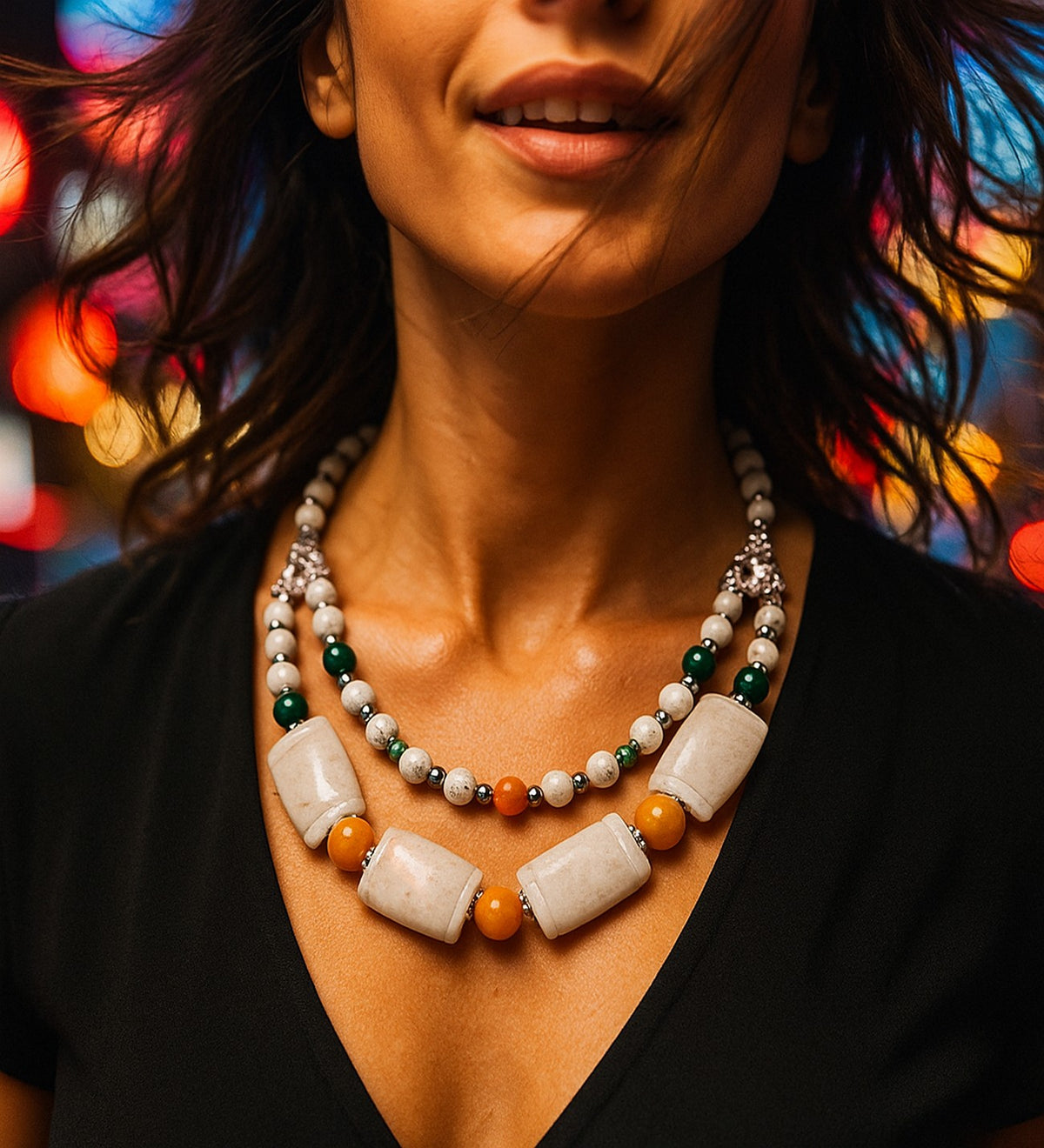 Howlite Natural Stone Necklace & Bracelet Set – Quartz, Peace and Calm