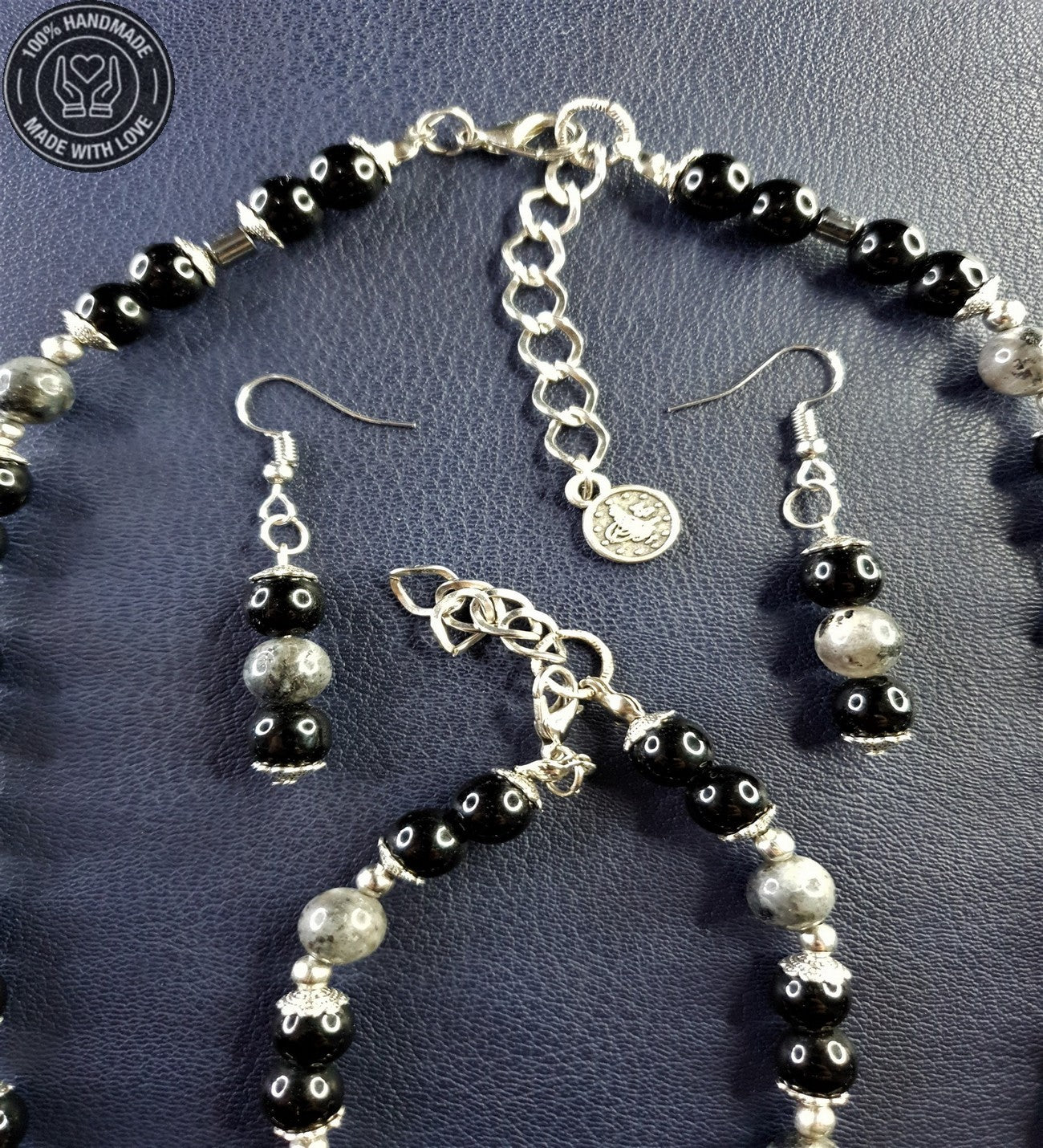 Oniks Jasper Güç Koruma Denge İçin Kolye Bileklik Seti