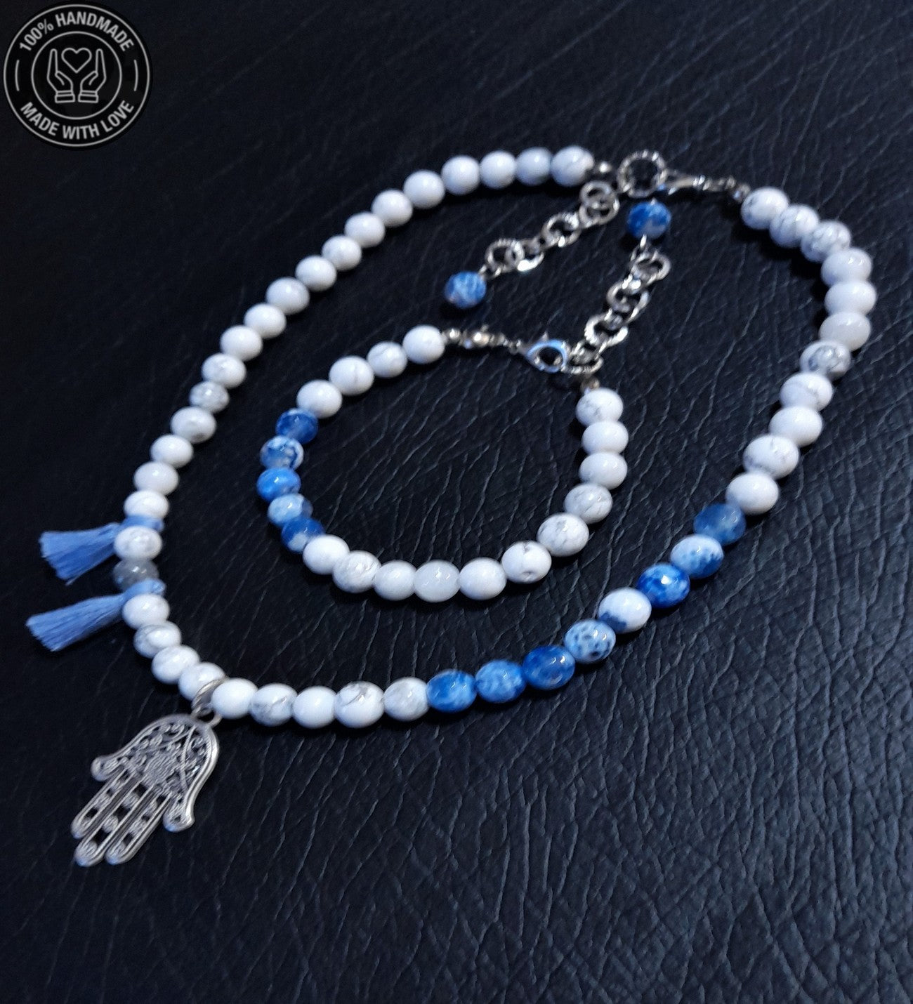 Havlit Akik Huzur Ve Iletişim Kolye Bileklik Seti