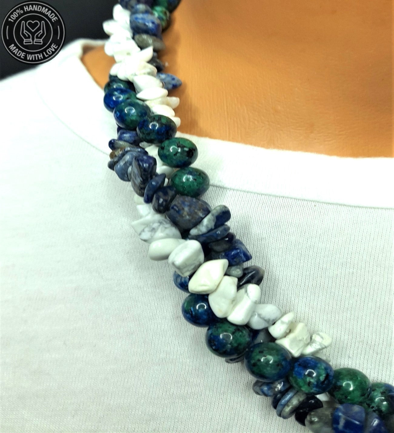 Azurit Havlit Lapis Üç Sıralı Sezgi Ve Zihinsel Berraklık Kolyesi