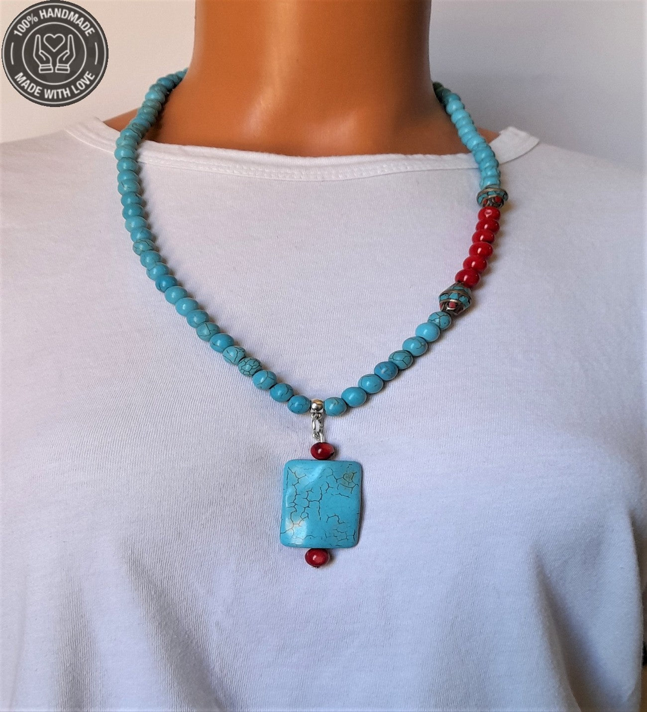 Turkuaz Mercan Kolye