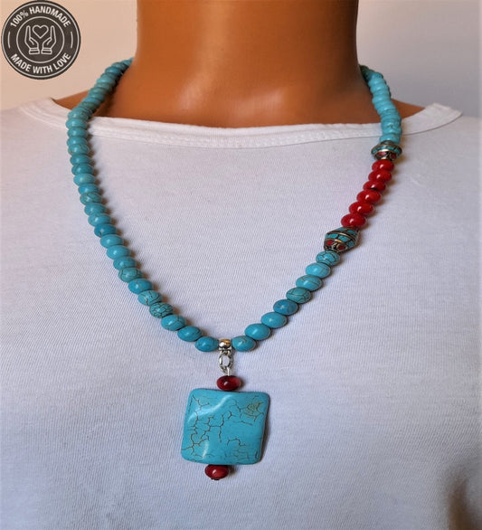 Turkuaz Mercan Kolye