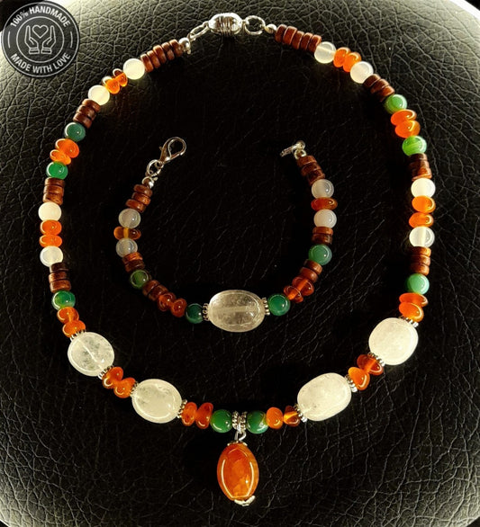 Akik Kehribar Ud Ağacı Kolye Bileklik Seti