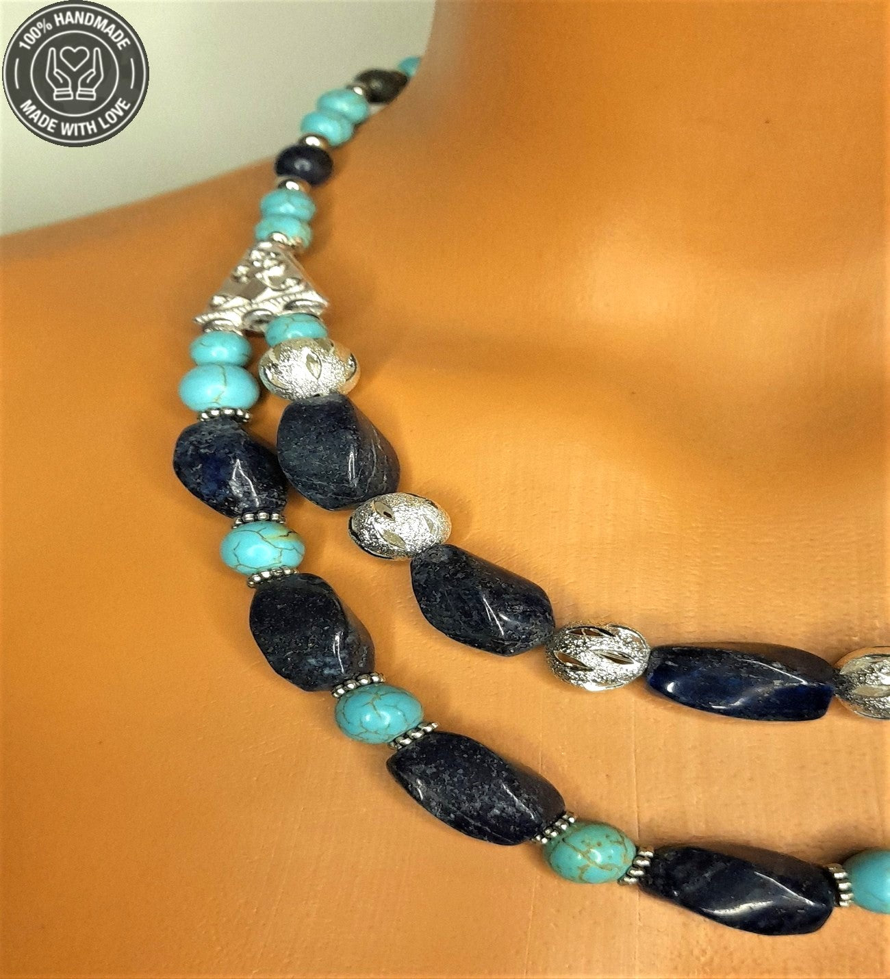 Lapis Turkuaz Iki Sıralı Bilgelik Ve Huzur Başarı Kolyesi