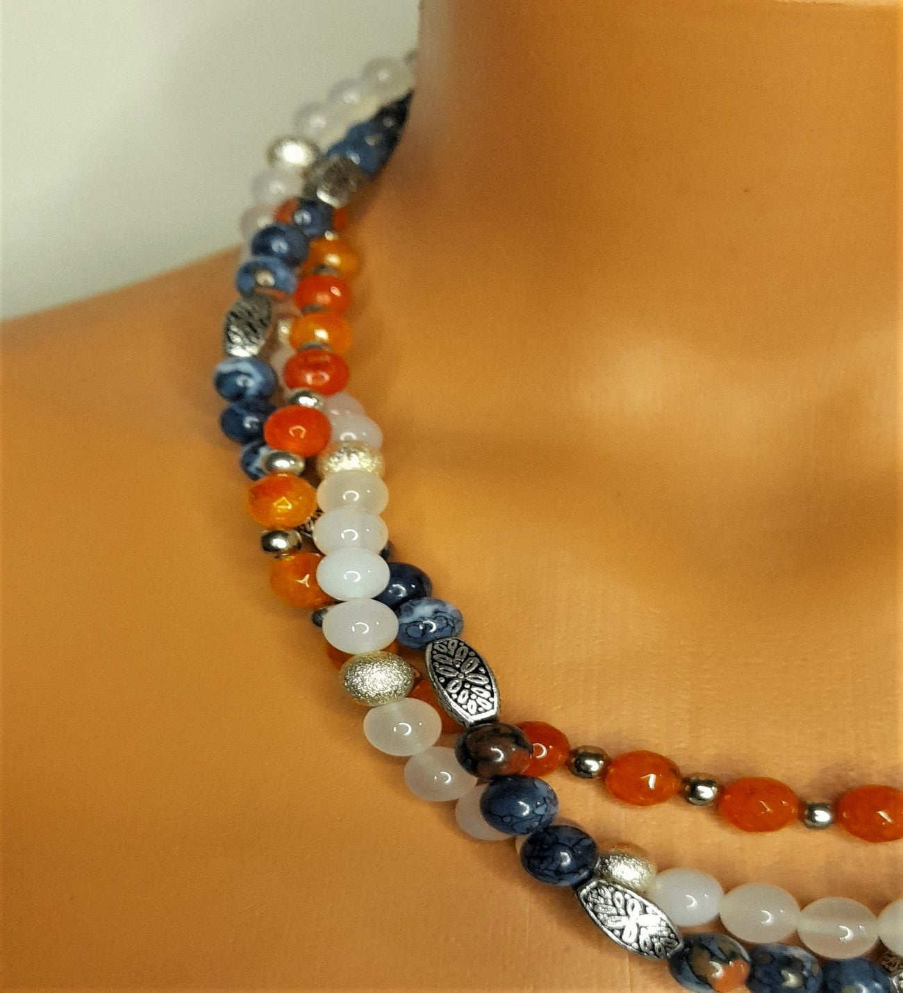 Akik Jasper Ceyt Nazar Koruması Çakra Dengeleme Ve Özgüven Için Ayrılabilen Üç Sıralı Kolye