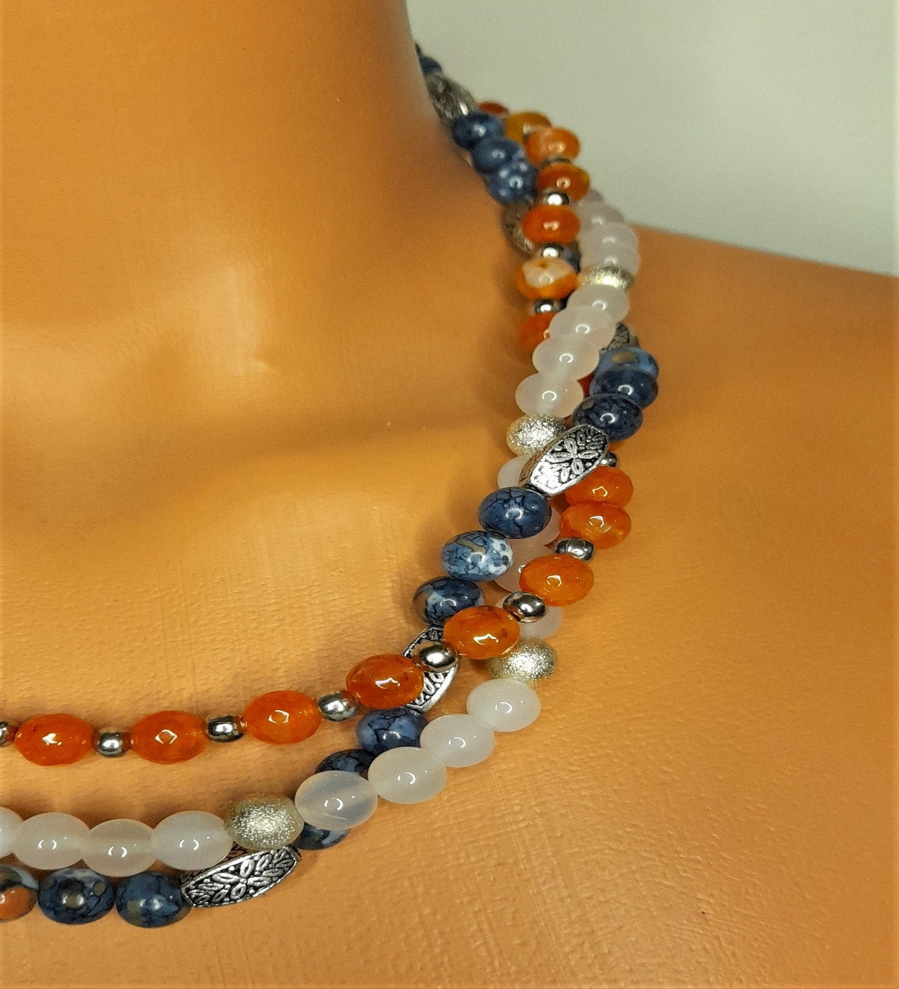 Akik Jasper Ceyt Nazar Koruması Çakra Dengeleme Ve Özgüven Için Ayrılabilen Üç Sıralı Kolye