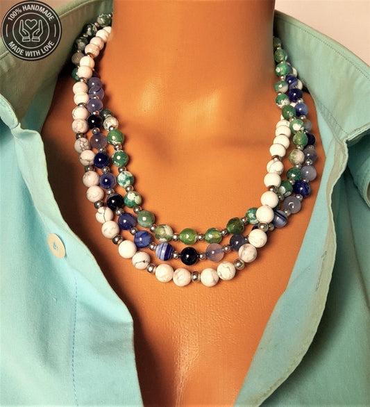 Ayrılabilen Üç Sıralı Kolye - Akik Havlit