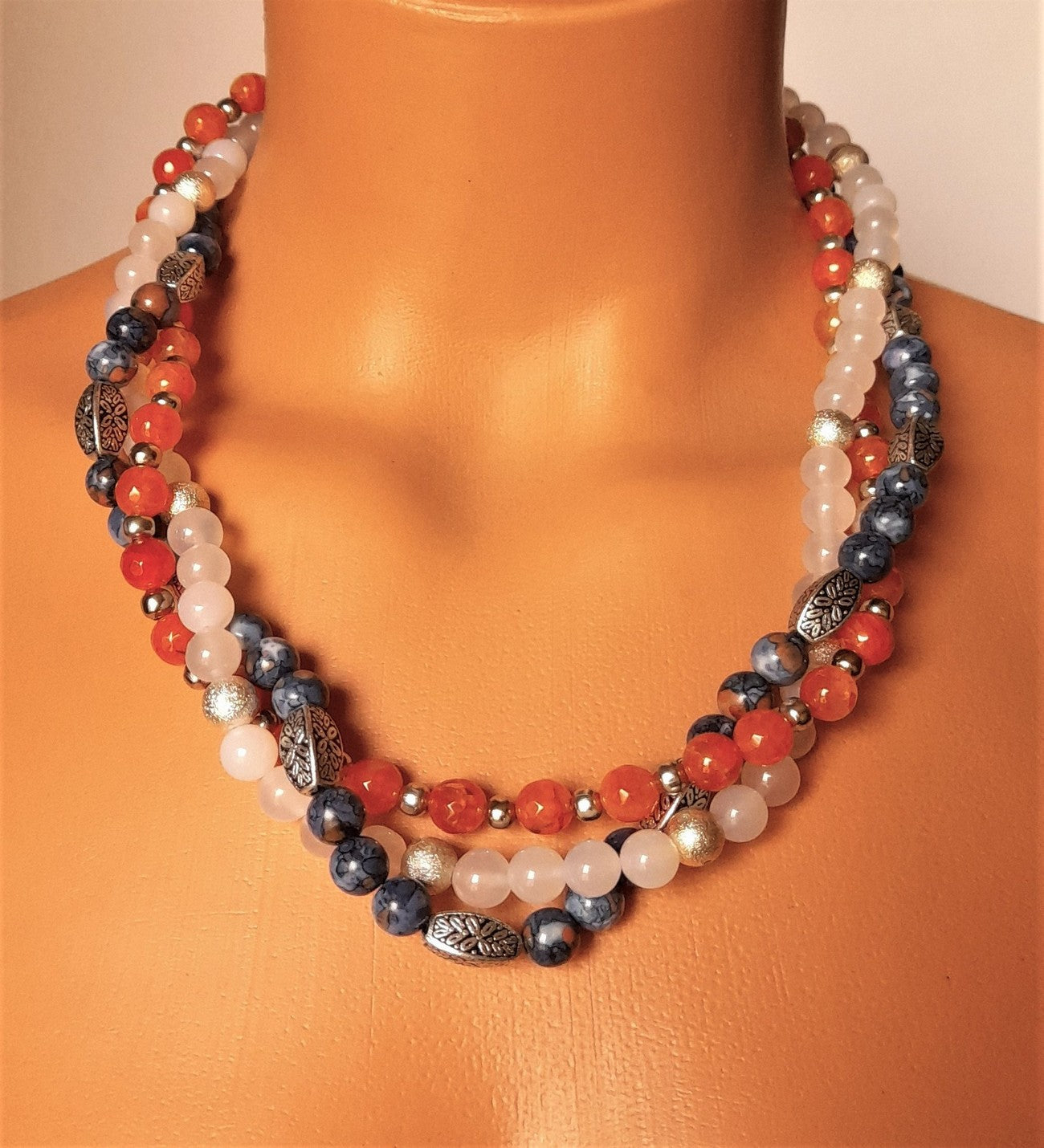 Akik Jasper Ceyt Nazar Koruması Çakra Dengeleme Ve Özgüven Için Ayrılabilen Üç Sıralı Kolye