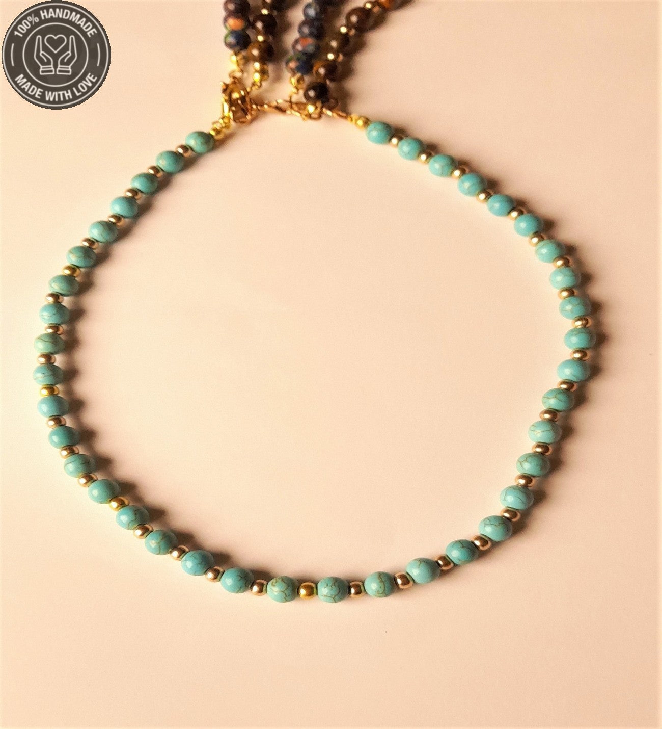 Ayrılabilen Üç Sıralı Kolye Lapis Turkuaz Kaplan Gözü Çakra Dengeleme Ve Bereket Kolyesi