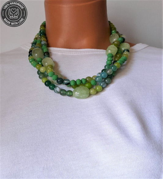 Yeşil Kuvars Akik Kristal Denge Nazardan Koruma Ve Pozitif Enerji Kolyesi