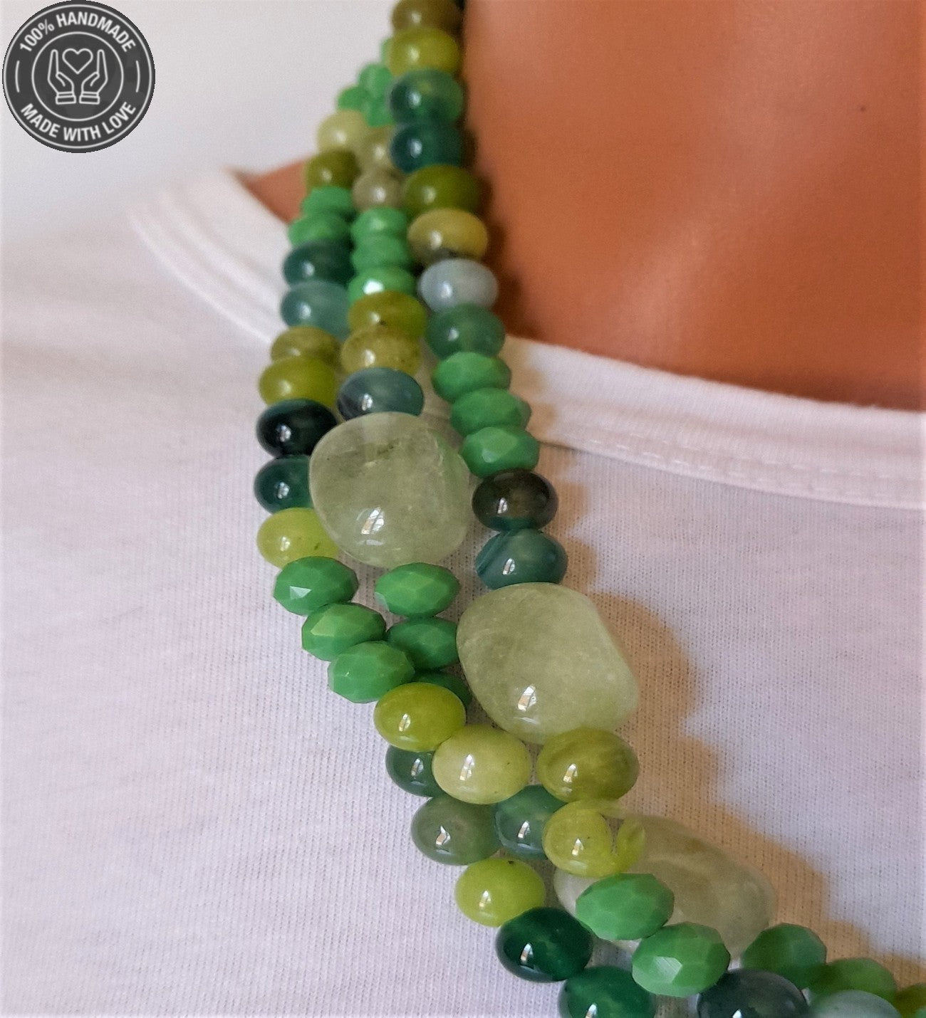 Yeşil Kuvars Akik Kristal Denge Nazardan Koruma Ve Pozitif Enerji Kolyesi