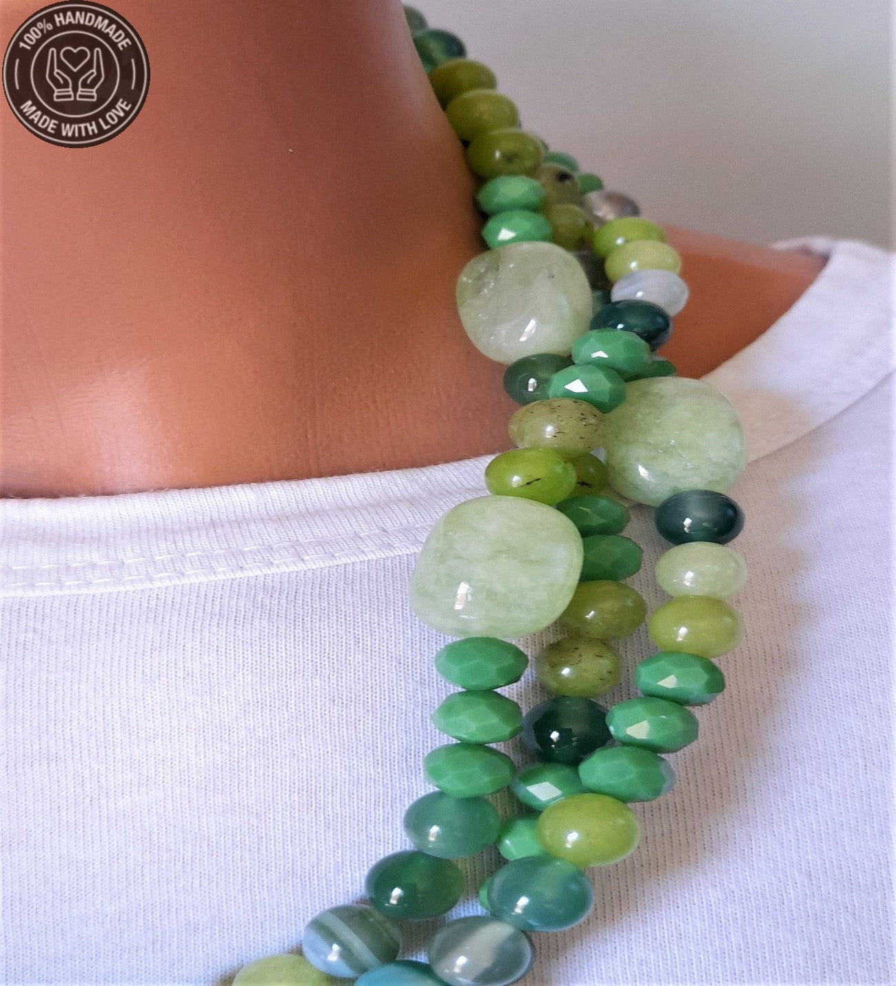 Yeşil Kuvars Akik Kristal Denge Nazardan Koruma Ve Pozitif Enerji Kolyesi