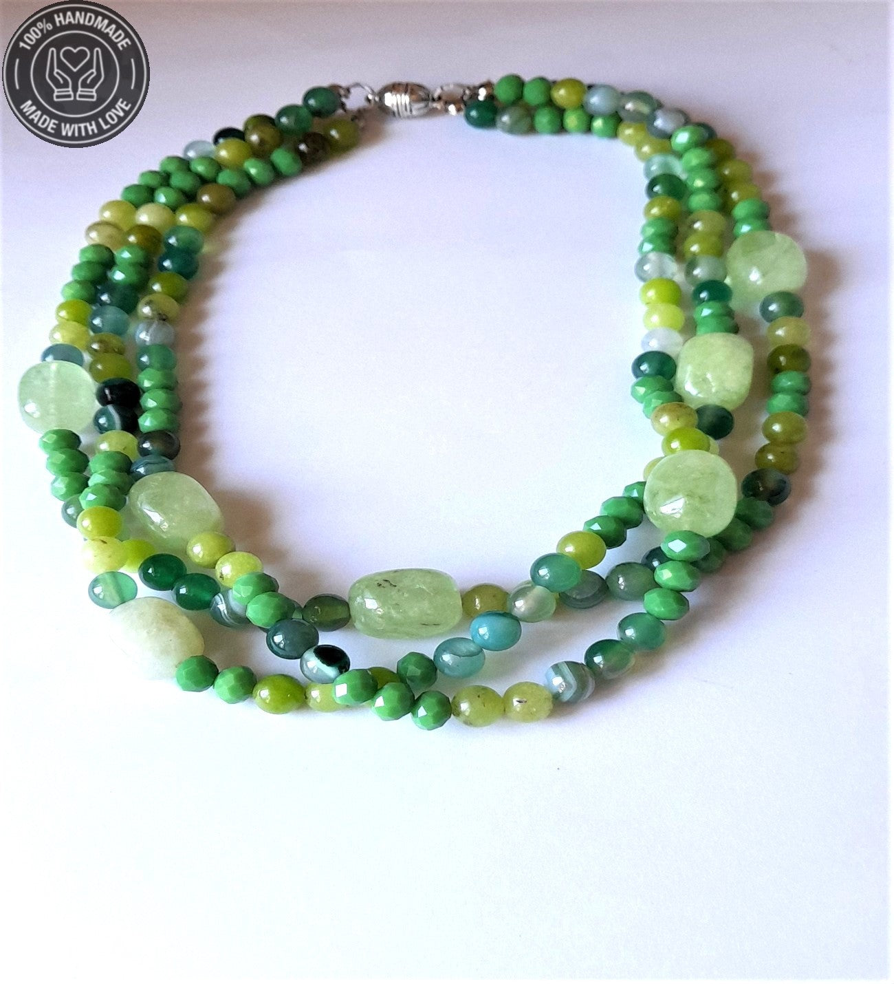 Yeşil Kuvars Akik Kristal Denge Nazardan Koruma Ve Pozitif Enerji Kolyesi