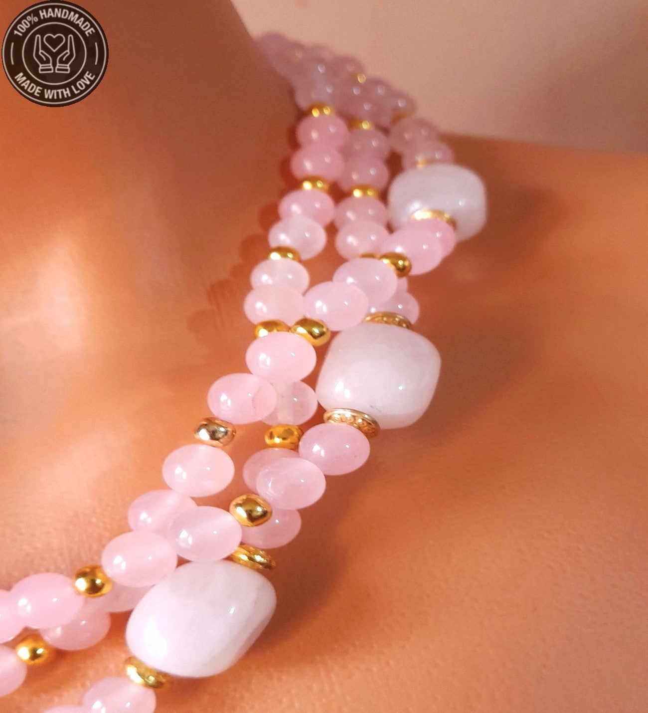 Premium serisi Pembe Kuvars Kolye