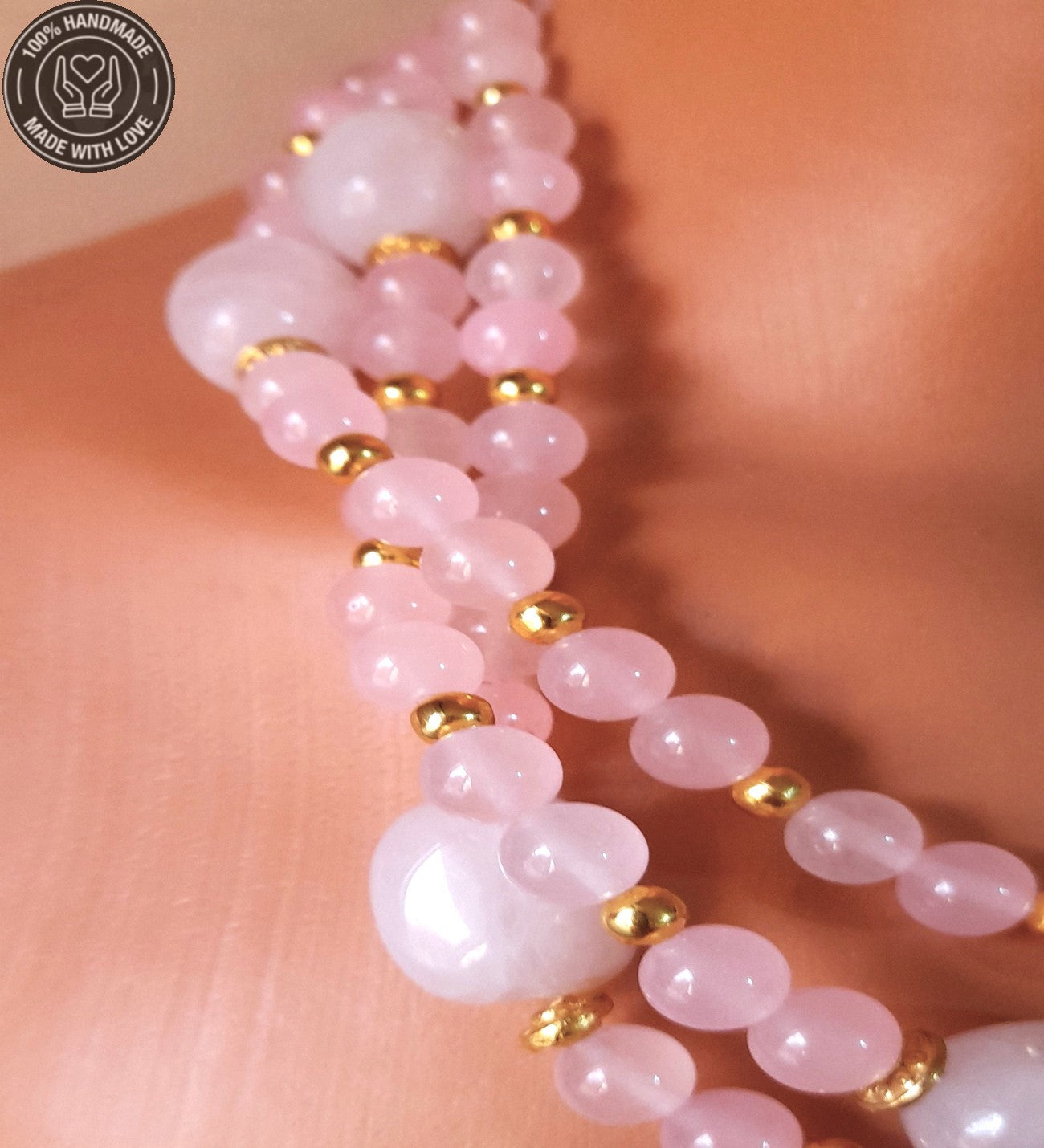 Premium serisi Pembe Kuvars Kolye