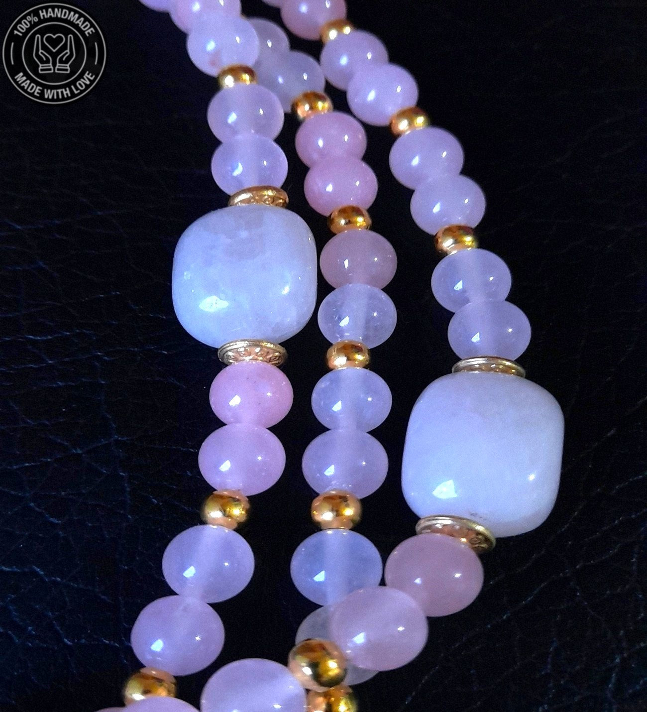 Premium serisi Pembe Kuvars Kolye