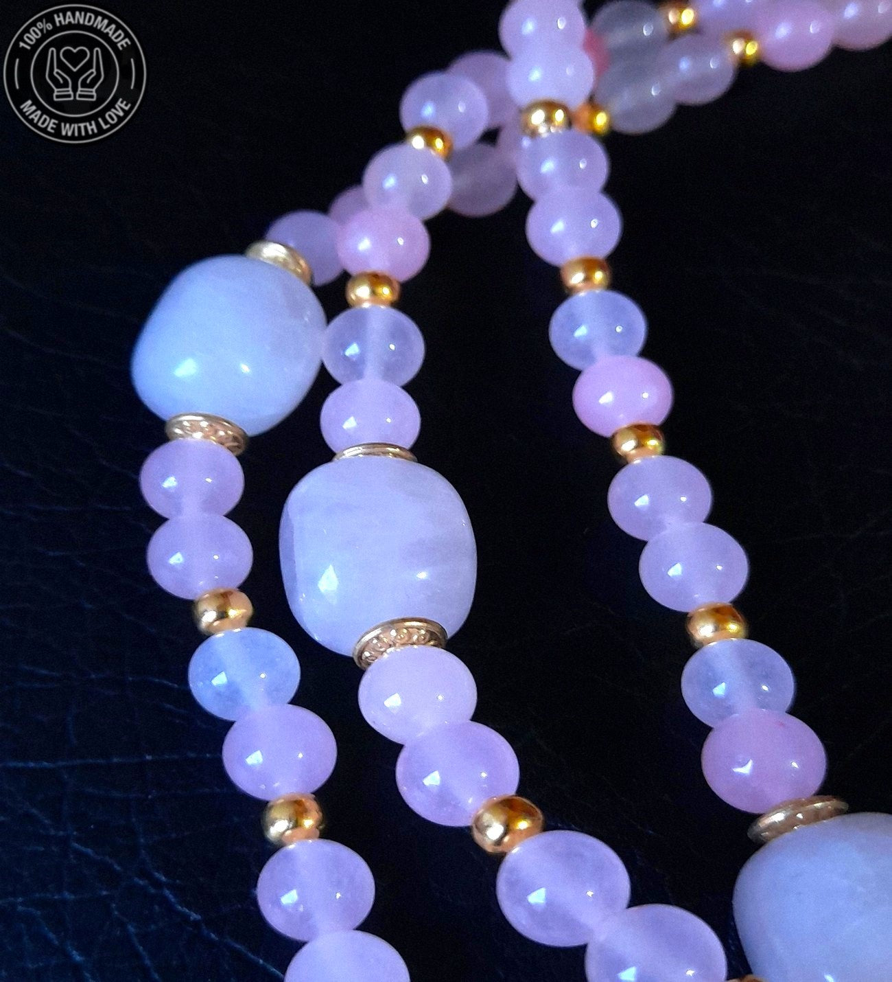 Premium serisi Pembe Kuvars Kolye