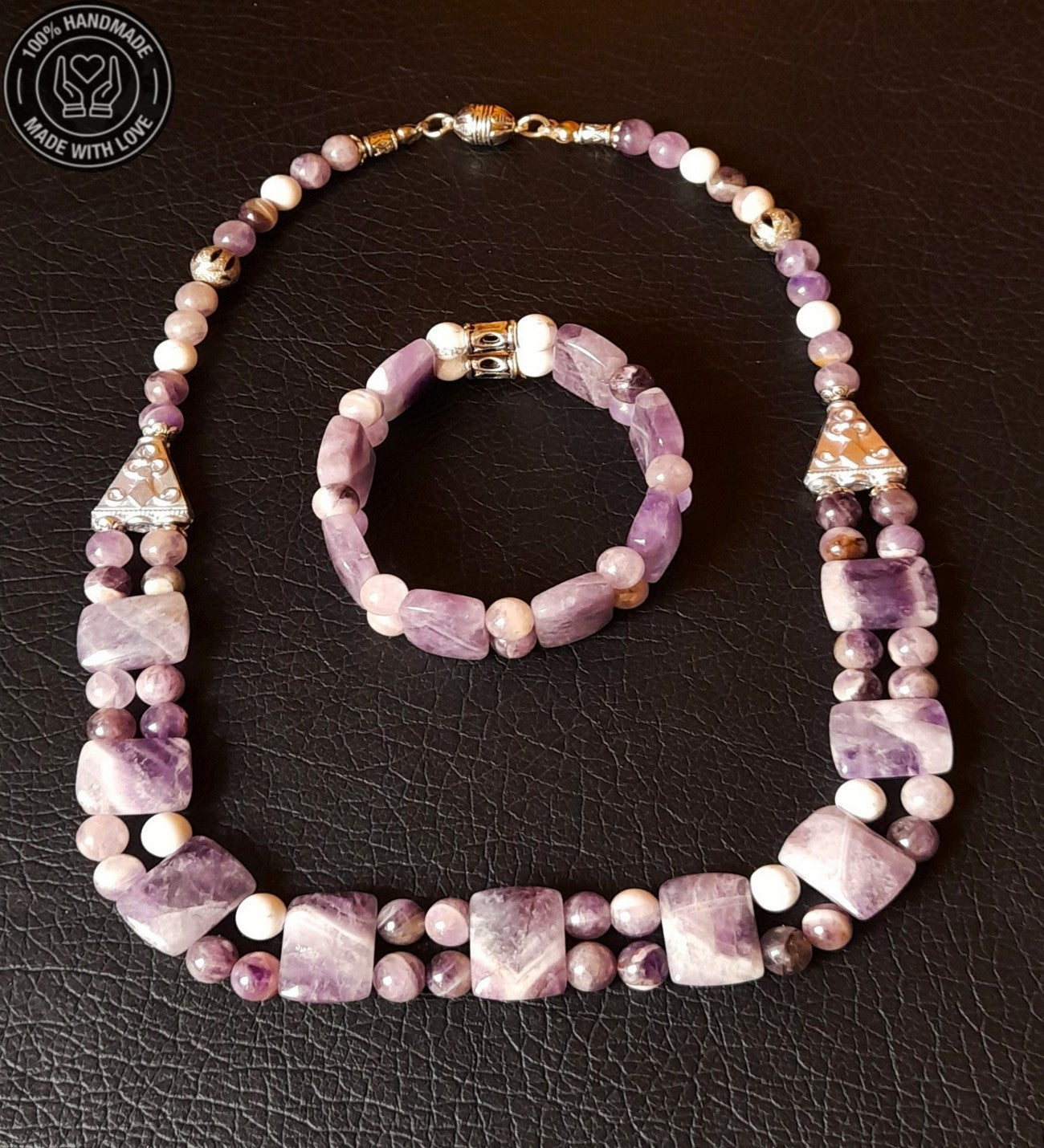 Premium Serisi Özel Tasarım Ametist Ruhsal Uyanış Denge Ve Şifa Kolye Bileklik Seti