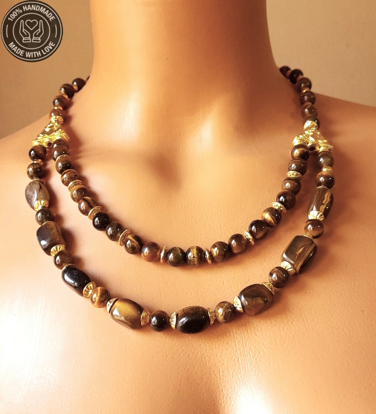 Kaplan Gözü 2 Sıralı Odaklanma Ve Nazardan Koruma Kolye Bileklik Seti