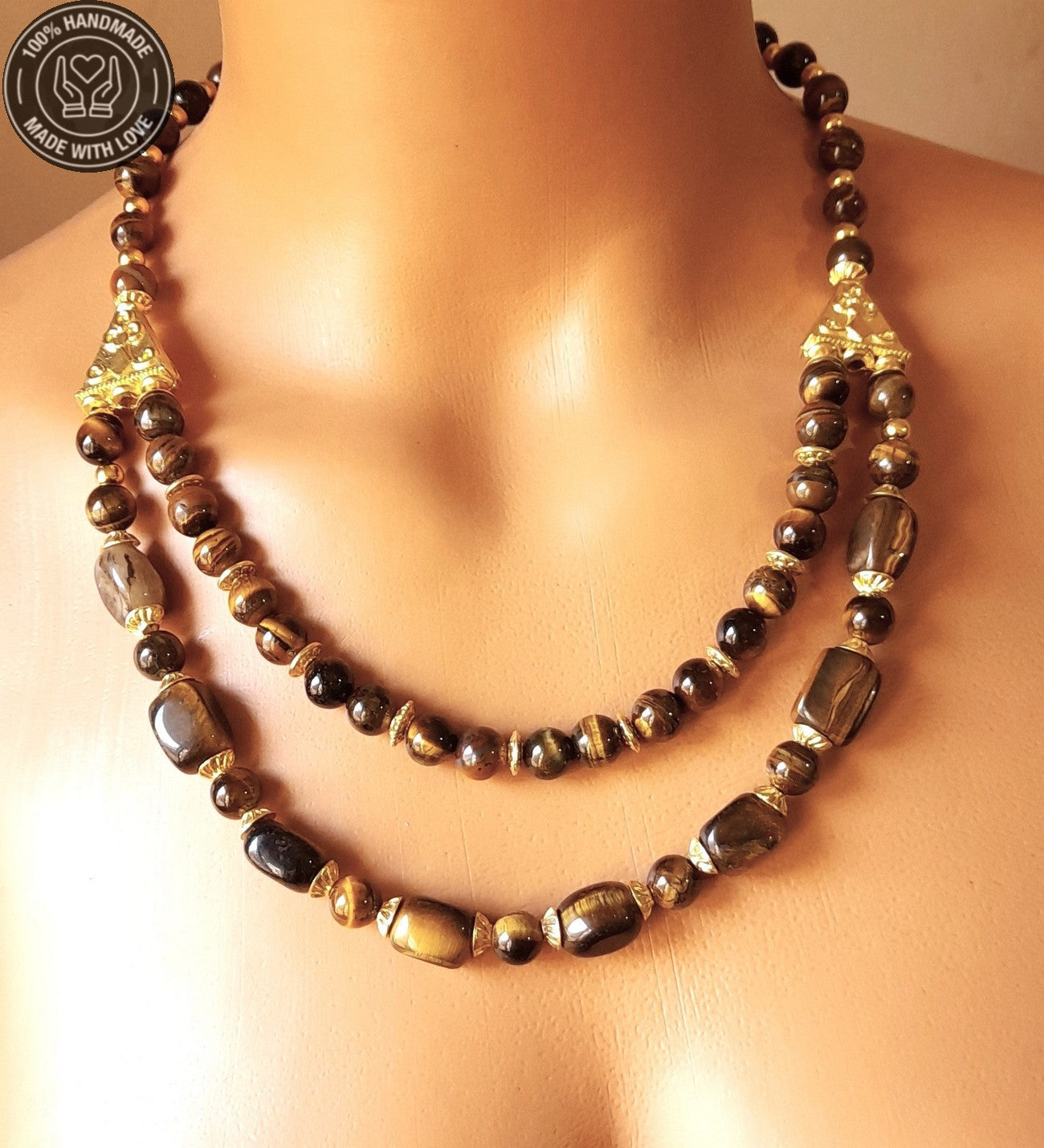 Kaplan Gözü 2 Sıralı Odaklanma Ve Nazardan Koruma Kolye Bileklik Seti