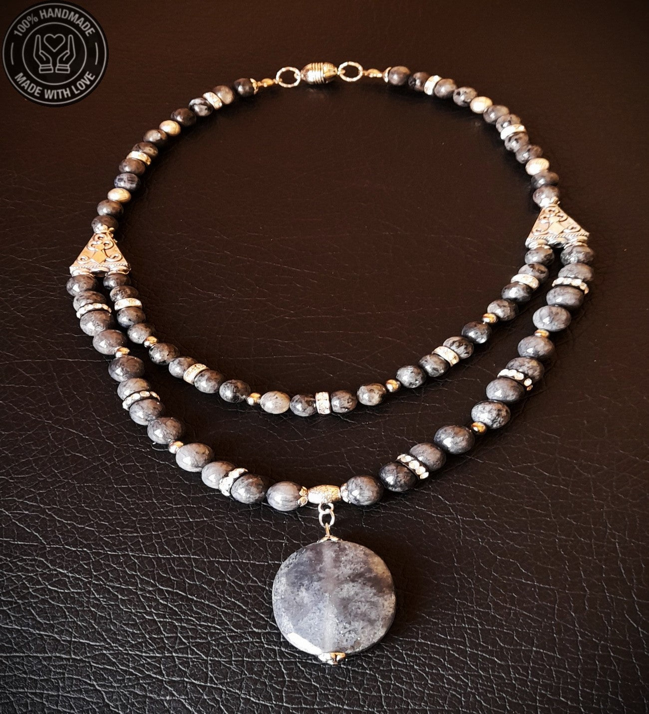 Larvikite Jasper Ruhsal Güç Bereket Odaklanma Kolyesi