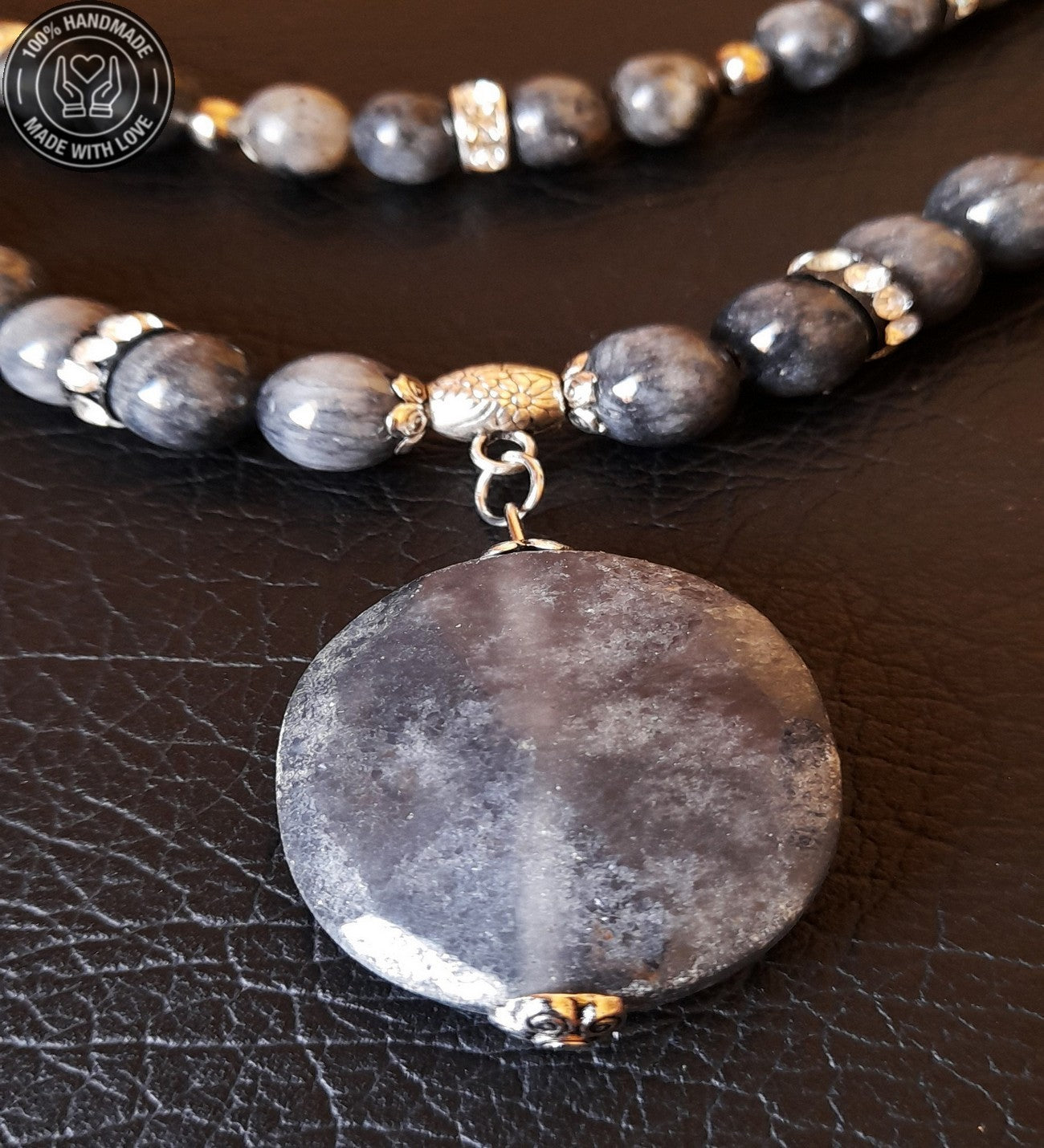 Larvikite Jasper Ruhsal Güç Bereket Odaklanma Kolyesi