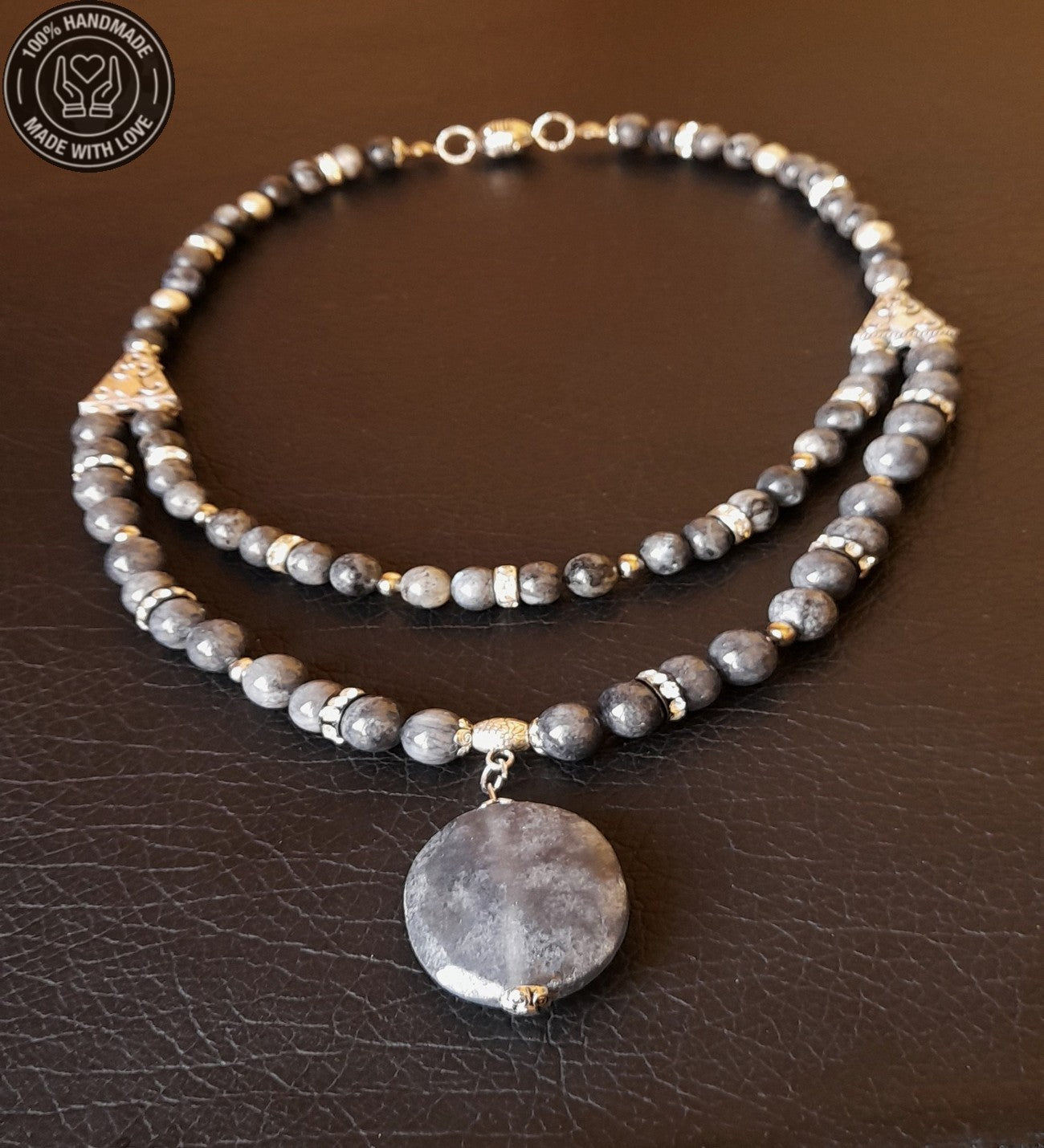 Larvikite Jasper Ruhsal Güç Bereket Odaklanma Kolyesi