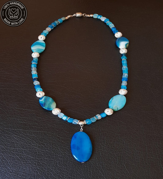 Mavi Akik Stres Azaltma, Nazar Koruması Ve Zihinsel Berraklık Için Uzun Kolye