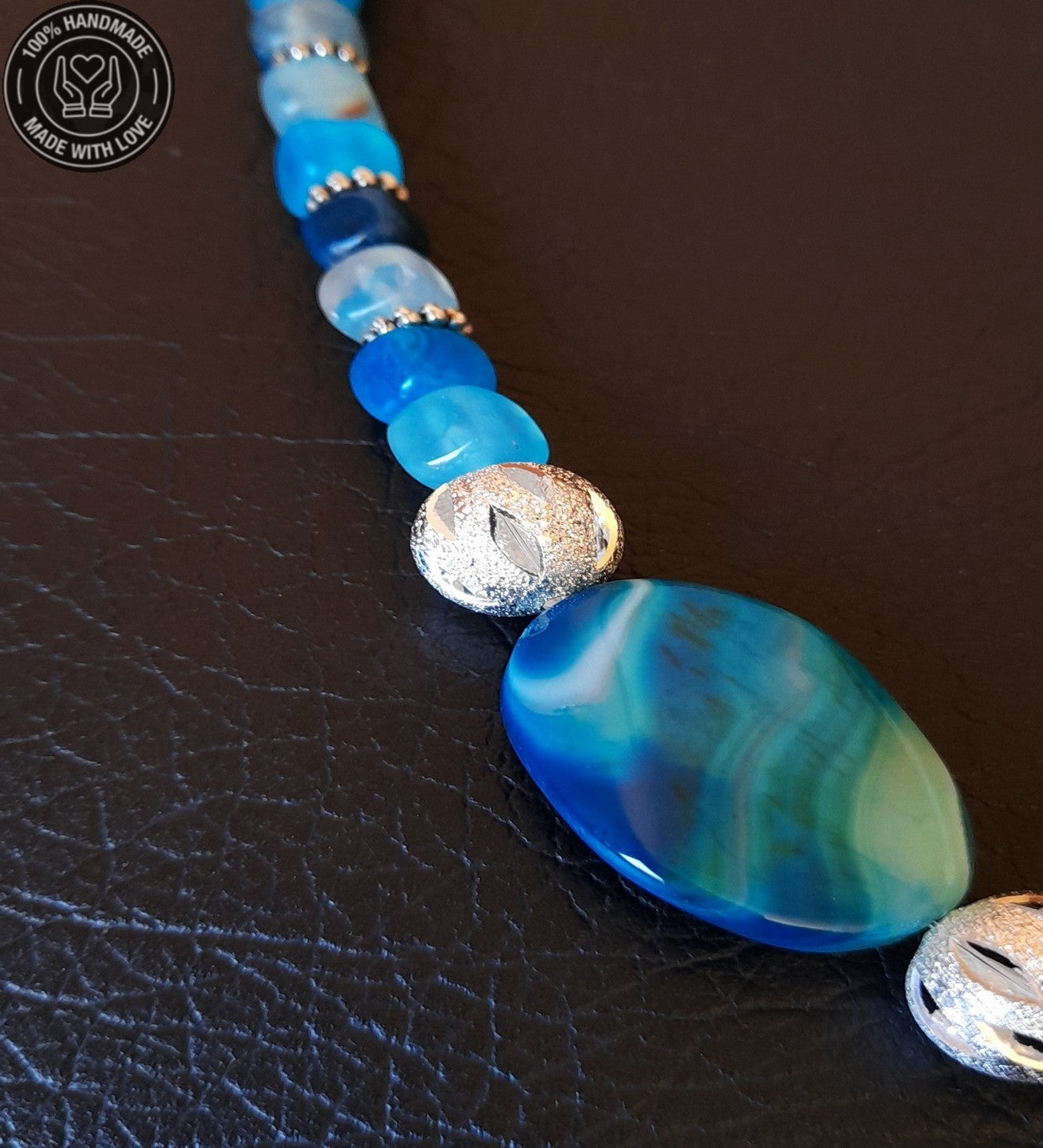 Mavi Akik Stres Azaltma, Nazar Koruması Ve Zihinsel Berraklık Için Uzun Kolye