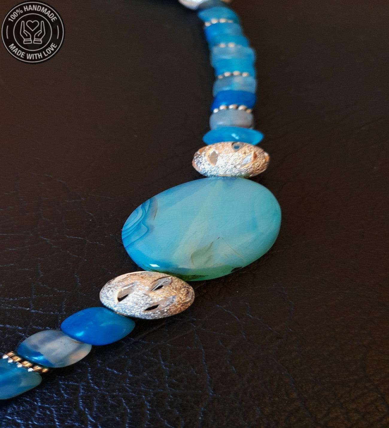 Mavi Akik Stres Azaltma, Nazar Koruması Ve Zihinsel Berraklık Için Uzun Kolye