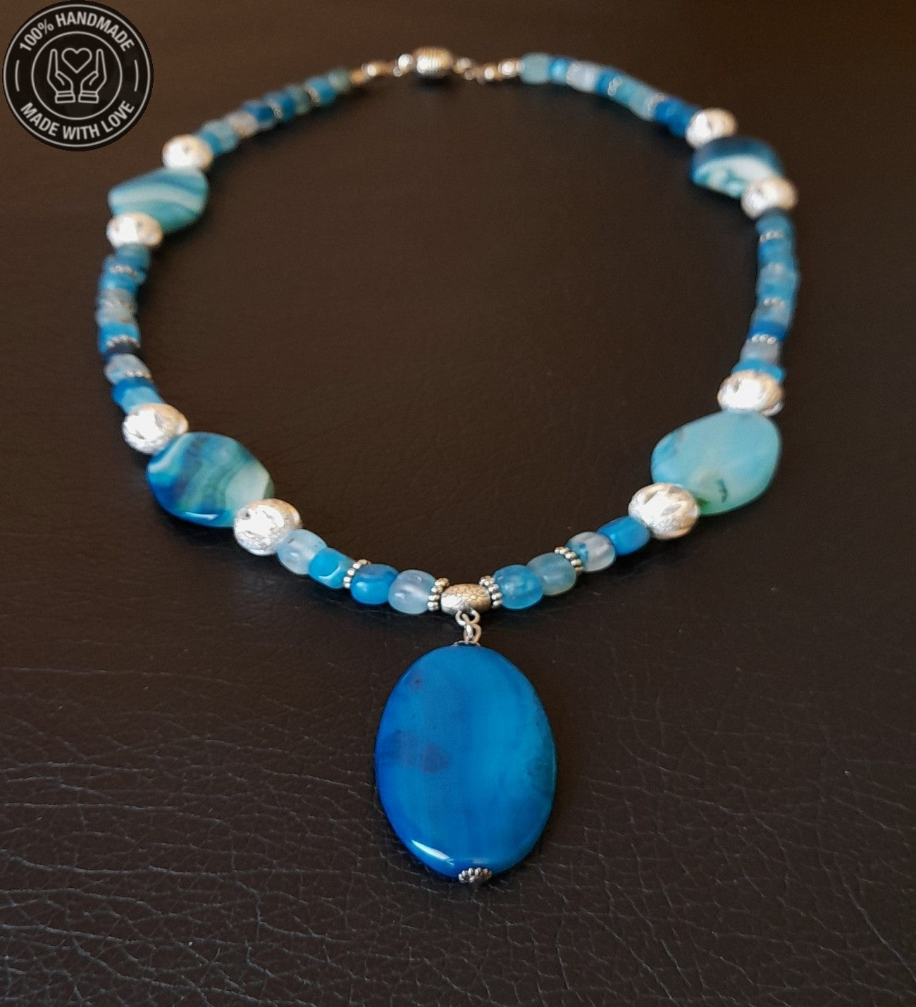 Mavi Akik Stres Azaltma, Nazar Koruması Ve Zihinsel Berraklık Için Uzun Kolye