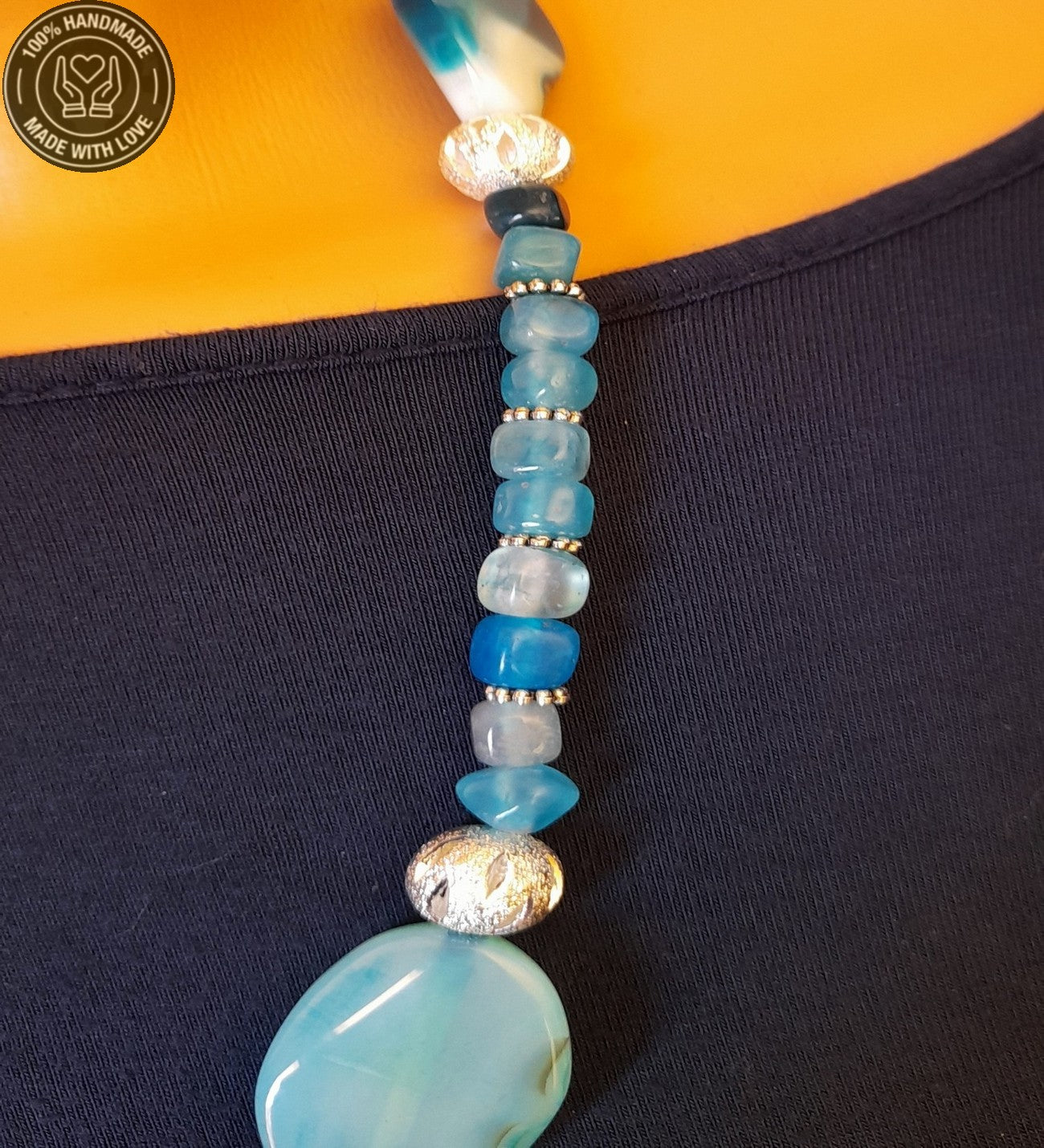 Mavi Akik Stres Azaltma, Nazar Koruması Ve Zihinsel Berraklık Için Uzun Kolye